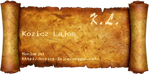 Kozicz Lajos névjegykártya